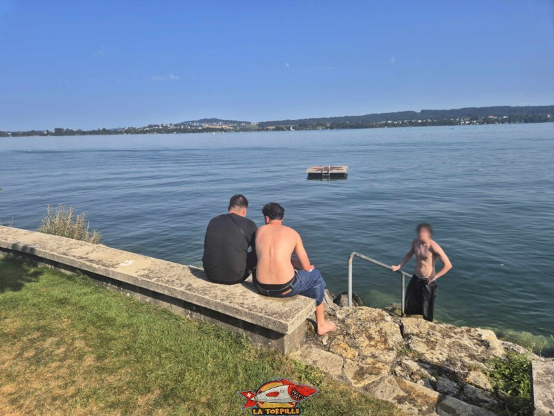 Enrochements. La plage de Daucher, Tüscherz, Lac de Bienne.