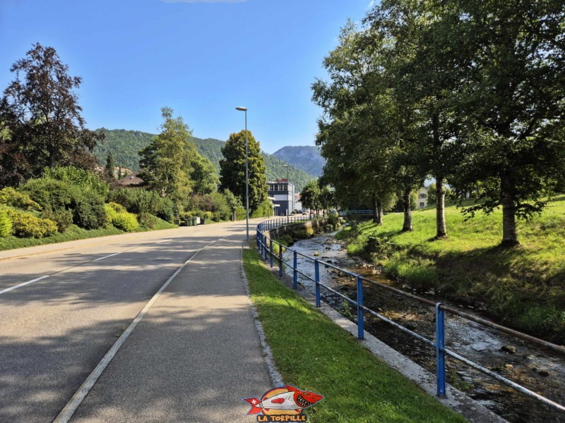 Le chemin rejoint à nouveau la Birse avant d'arriver à la gare de Moutier. Gorges de Court - Moutier