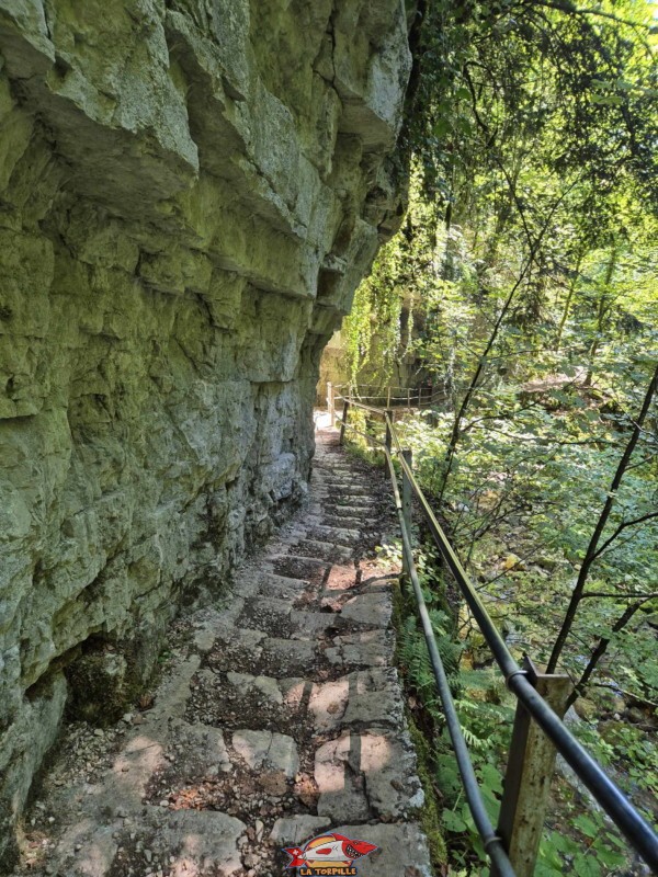 Le parcours du début de la rive gauche jusqu'au premier pont. Gorges de Douanne, région de Bienne, canton de Berne.