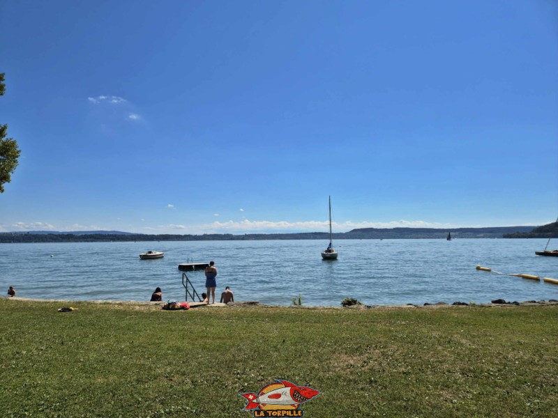 Pelouse, côté sud. Plage de Chlyne Twann, lac de Bienne, Gléresse, Lygerz.