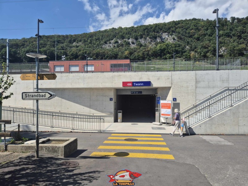 Le passage sous-voie qui relie le débarcadère à la gare de Douanne. Commune de Douanne-Daucher, Twann-Tüscher., lac de Bienne. Le passage sous-voie qui relie le débarcadère à la gare de Douanne. Commune de Douanne-Daucher, Twann-Tüscher., lac de Bienne.