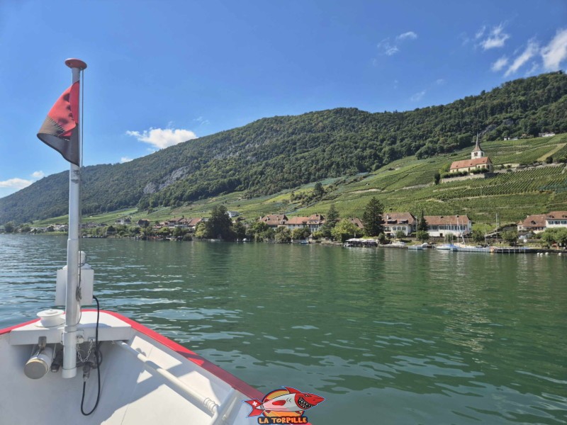 L'arrivée au débarcadère de Gléresse.