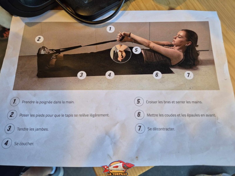 Une image qui montre la position à adopter avec son tapis de glisse.