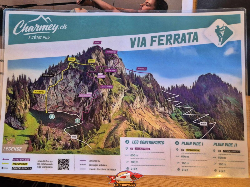 La Dent de Vounetz offre plusieurs parcours de Via Ferrata. Les voies de la via ferrata de Charmey.