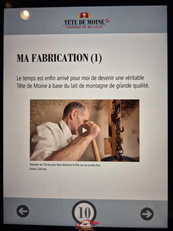 Un des postes de la visite. La Maison de la Tête de Moine, Bellelay, Jura bernois.