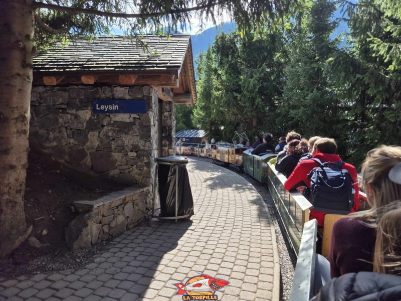 La gare de Leysin. Swiss Vapeur Parc, Le Bouveret, canton du Valais. Trains miniatures.