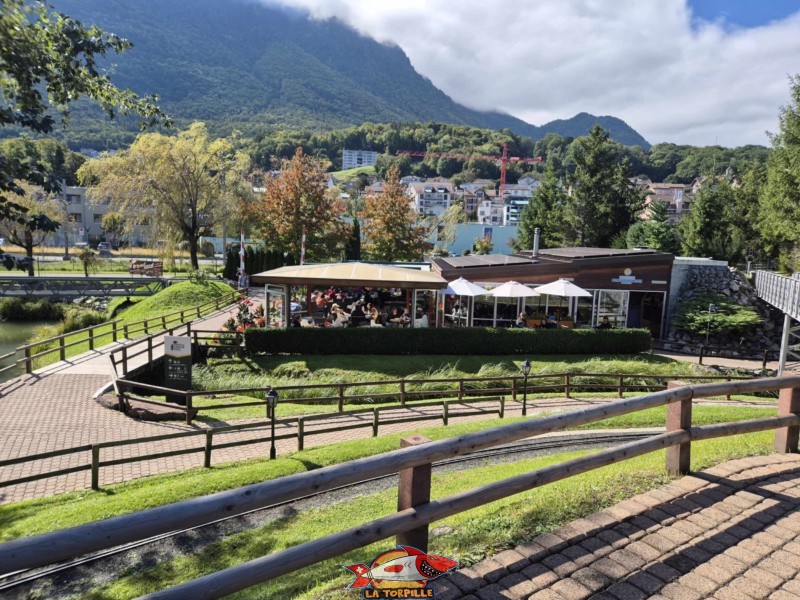 Le restaurant du Swiss Vapeur Parc. Swiss Vapeur Parc, Le Bouveret, canton du Valais. Trains miniatures.