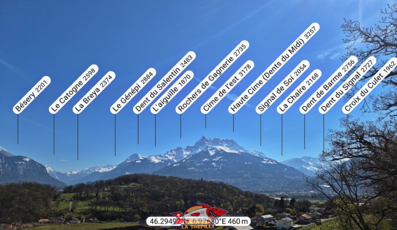 La vue direction sud depuis la tour de St-Triphon. La vue direction sud depuis la tour de St-Triphon.