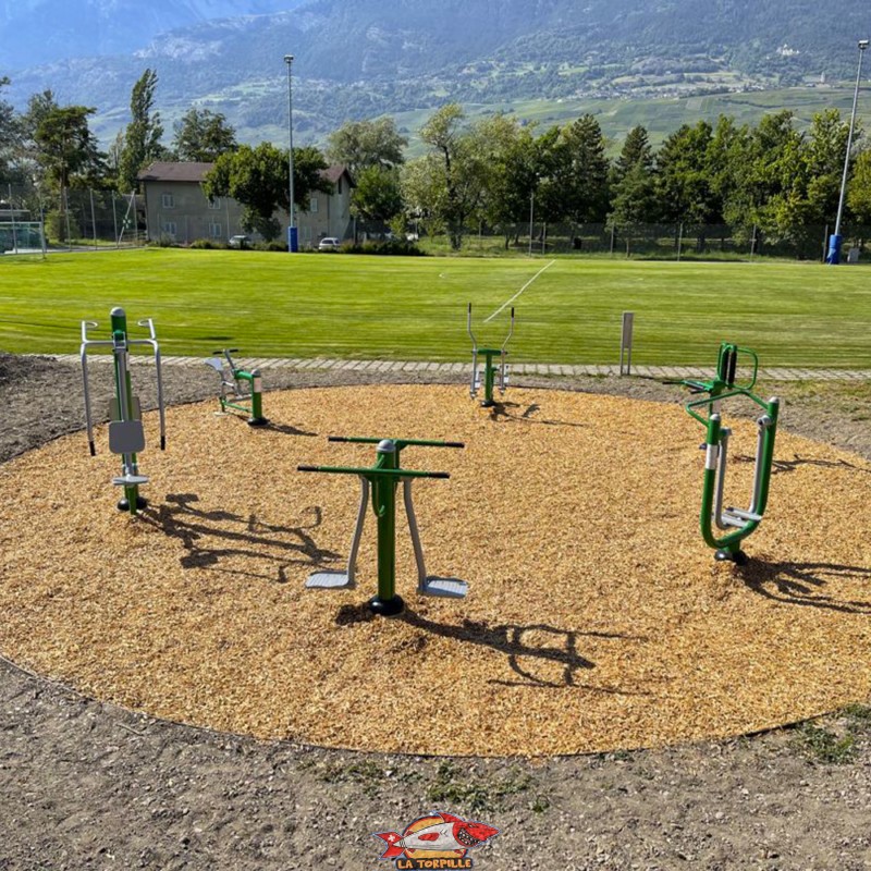 Le fitness urbain du centre ORIF (Intégration et Formation Profesionnelle) à Sion.