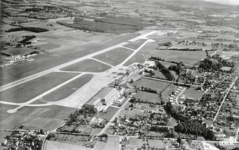 La piste de l'aéroport de Genève à la fin des années 1950 La piste de l'aéroport de Genève à la fin des années 1950
