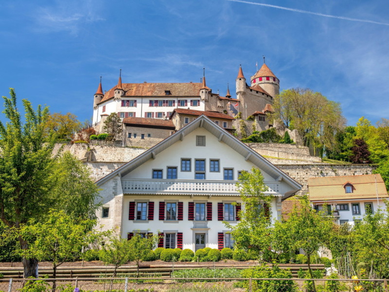 Le château de Lucens depuis la ville.