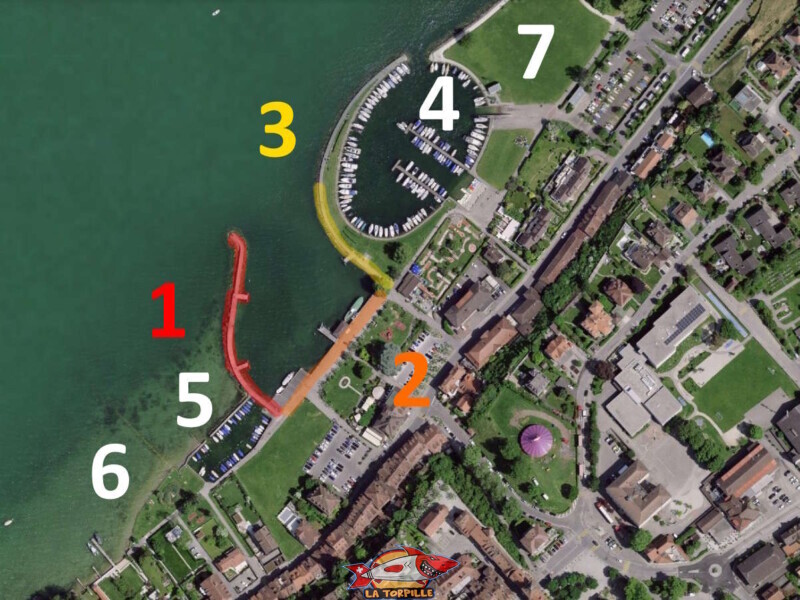 Le plan de situation du débarcadère de Morat.