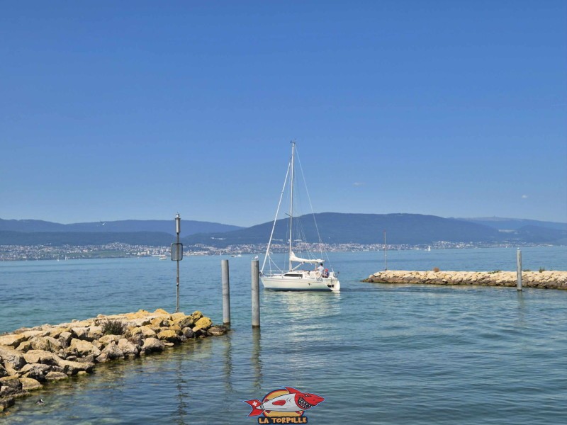 Port de Chevroux. Débarcadère de Chevroux, lac de Neuchâtel, Broye-Vully, canton de Vaud.