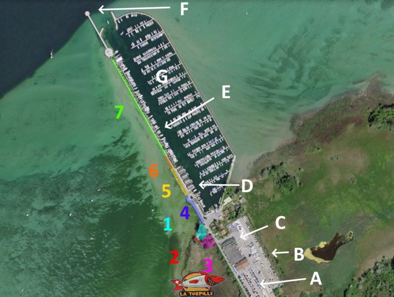 Le plan du bord du lac à Chevroux. Plage de Chevroux, lac de Neuchâtel, Canton de Vaud.