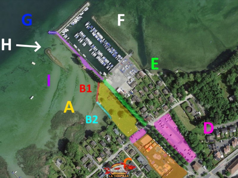 Le plan de la plage de Cudrefin. Plage de Cudrefin, Canton de Vaud, lac de Neuchâtel.