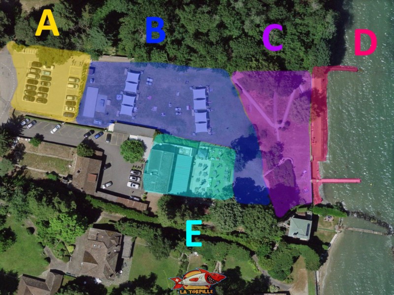 Le plan de la plage de la Falaise. Plage de la Falaise, Gland. Léman, canton de Vaud. Le plan de la plage de la Falaise. Plage de la Falaise, Gland. Léman, canton de Vaud.