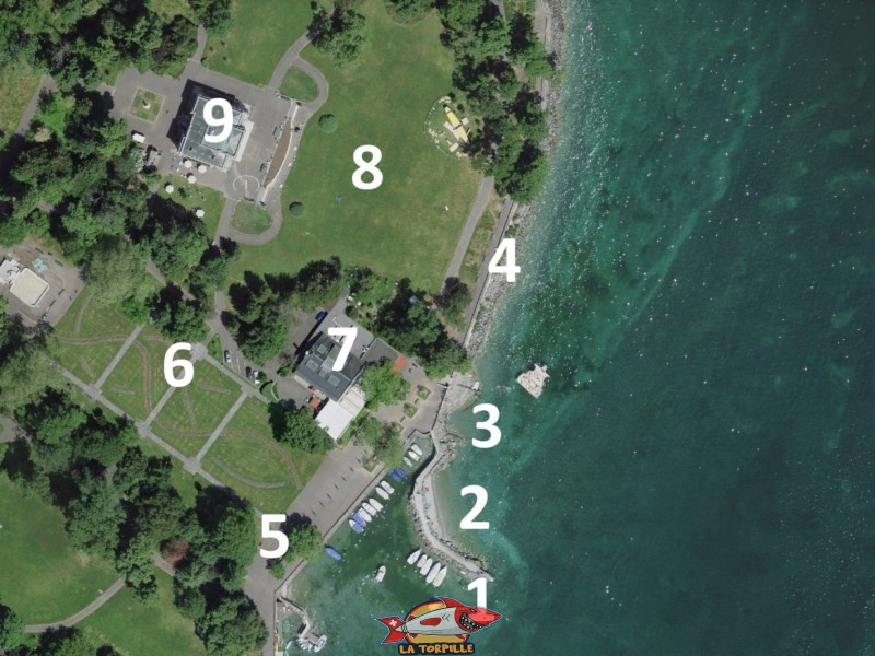 Le plan de la plage de Perle du Lac.