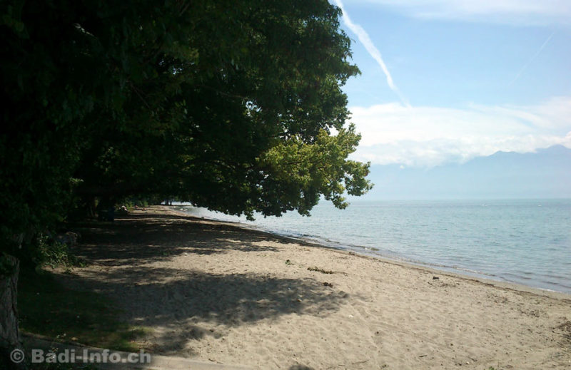La plage de la Chamberonne, à Dorigny dans la commune de St-Sulpice, au bord du lac Léman.