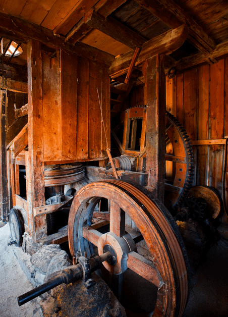 L'intérieur du moulin. Photo : museedebagnes.ch