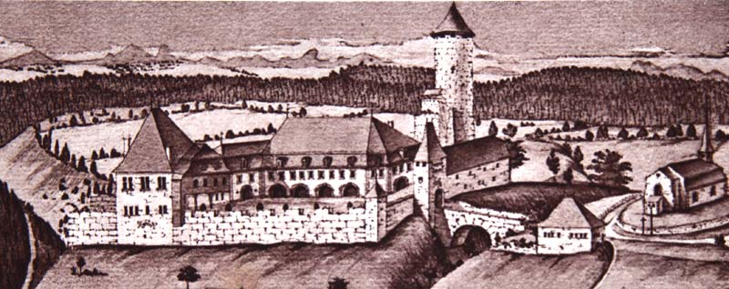Le château de Montagny tel qu'il pouvait être au Moyen-Âge.