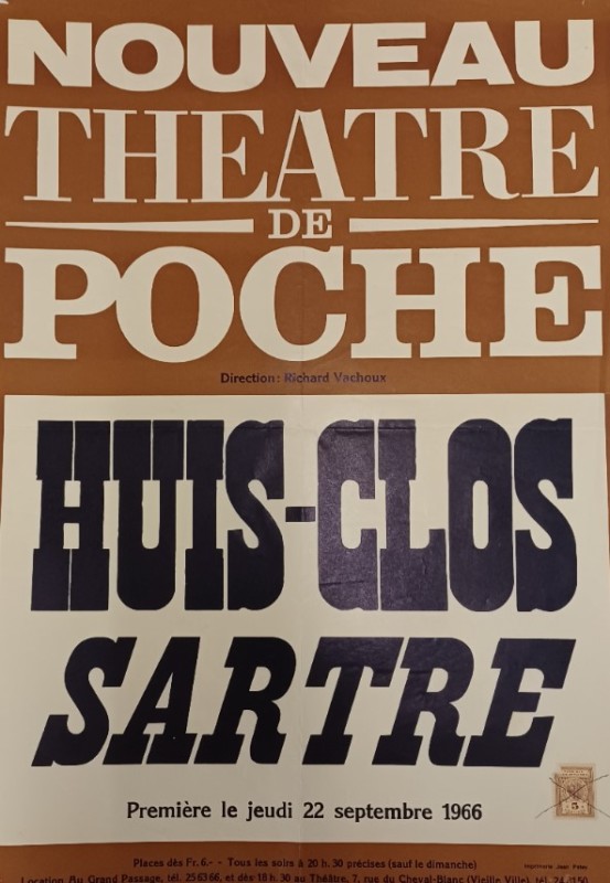 Une très ancienne affiche datant de 1966 pour une pièce dans le théâtre qui s'appelait à l'époque "théâtre de poche"