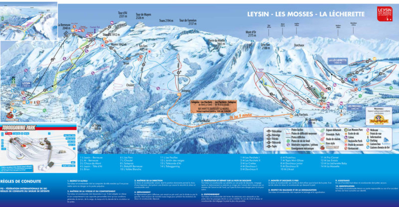 La carte du domaine skiable de Leysin - les Mosses - La Lécherette.