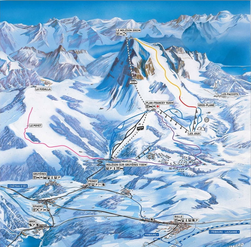 La carte du domaine skiable du Moléson.