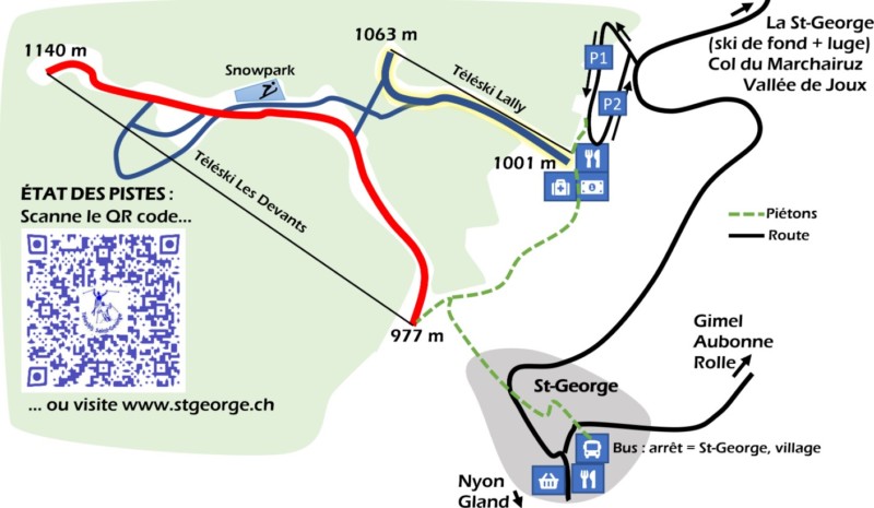 La carte du domaine skiable de St-George.