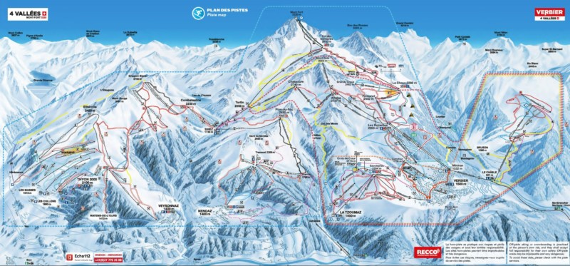 La carte du domaine skiable des 4 Vallées