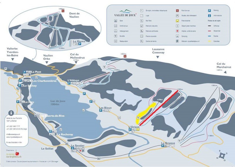 Les domaine skiable de la vallée de Joux : l'Orient, l'Abbaye, le Brassus et Vaulion.