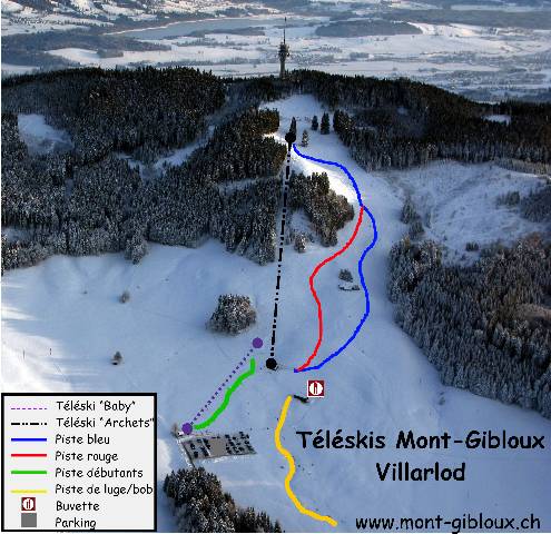 Le plan des pistes du Mont-Gibloux avec les deux téléskis.