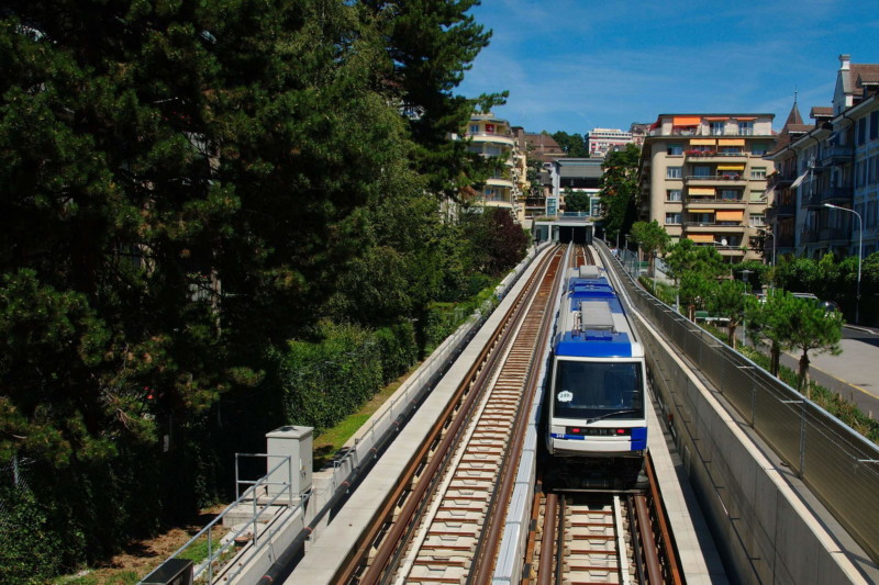 Une portion à double voie entre la gare CFF et Ouchy.