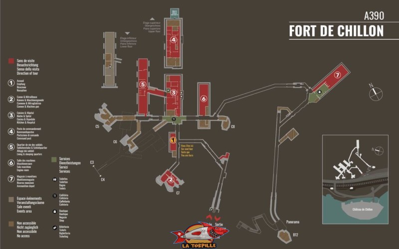 Carte du fort de Chillon.