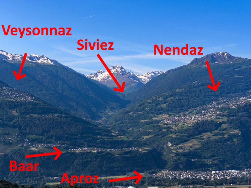 Le val de Nendaz. Siviez se trouve 300 plus haut que Nendaz.