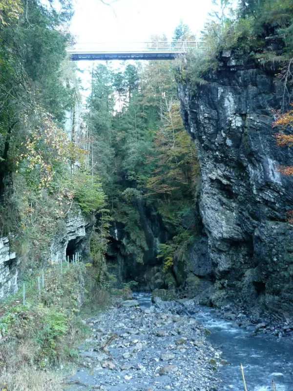 La passerelle sur les gorges. Gorges de l'Avançon, Les Plans-sur-Bex.