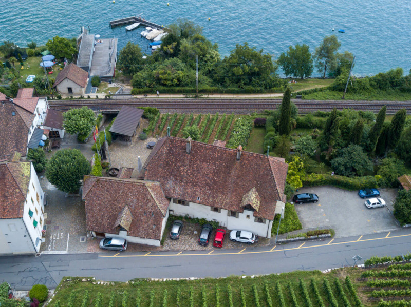 Un musée d'avion du musée de la vigne. Il se trouve à la Neuveville mais à quelques mètres, sur la gauche de la photo, de la commune de Gléresse. Musée de la Vigne au Lac de Bienne - La Neuveville, Gléresse