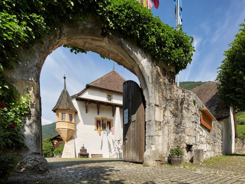 Le bâtiment "Le Fornel" qui abrite le musée sur la vigne. Musée de la Vigne au Lac de Bienne - La Neuveville, Gléresse