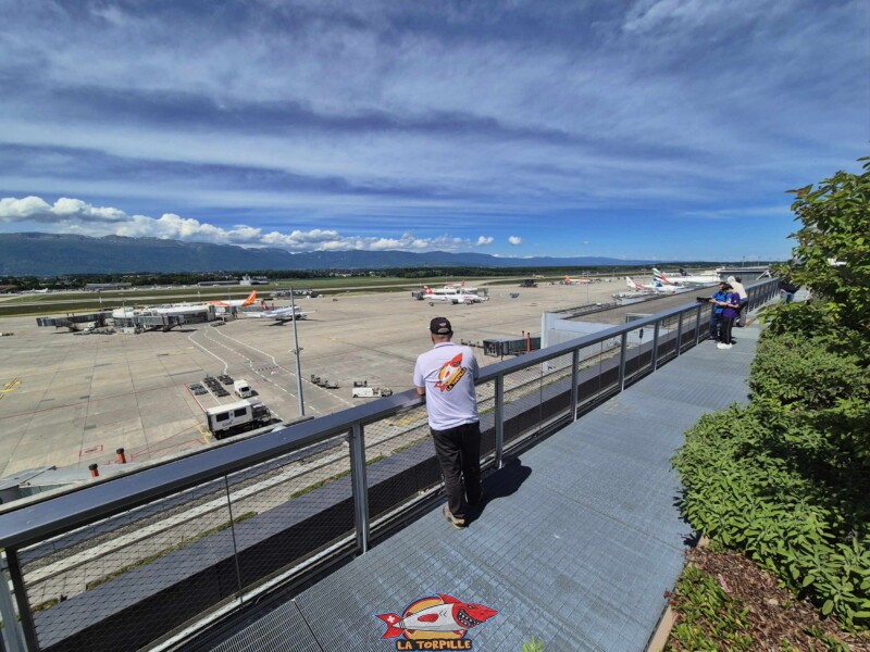 Les photos du milieu de la terrasse panoramique. Terrasse Panorama, Terrasse panoramique de l'aéroport de Genève.