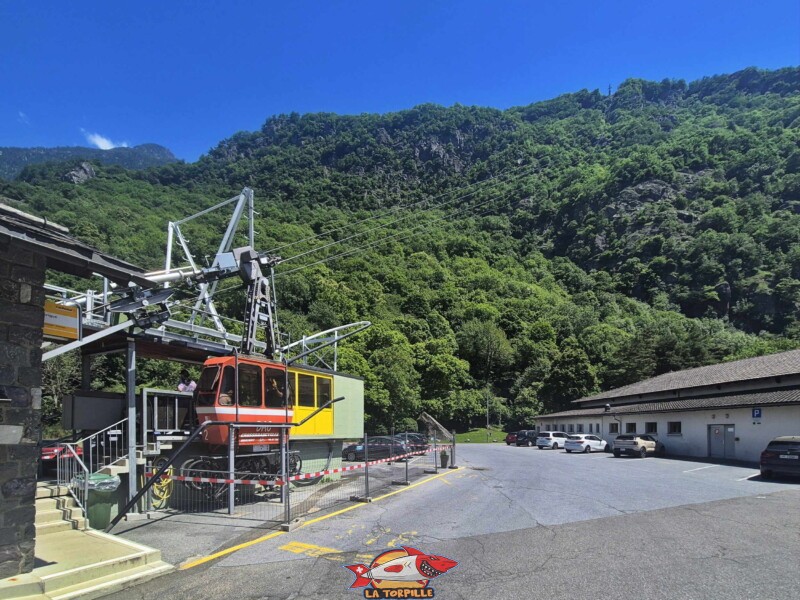 trajet en téléphérique entre Dorénaz et Alesse. Téléphérique DAC Dorénaz – Alesse – Champex