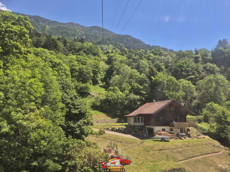 trajet entre Alesse et Champex. Téléphérique DAC Dorénaz – Alesse – Champex
