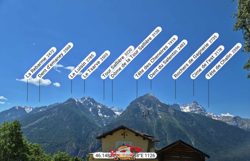La vue direction ouest depuis Champex. Le Luisin, la Tour Sallière, la Cime de l'Est des Dents du Midi.