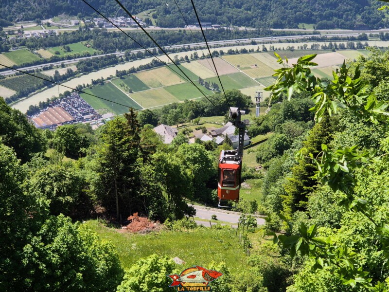 trajet entre Alesse et Champex. Téléphérique DAC Dorénaz – Alesse – Champex