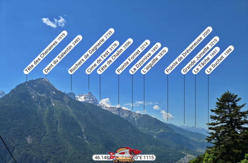 La vue direction ouest depuis Champex. La Cime de l'Est, la Grande Jumelle.