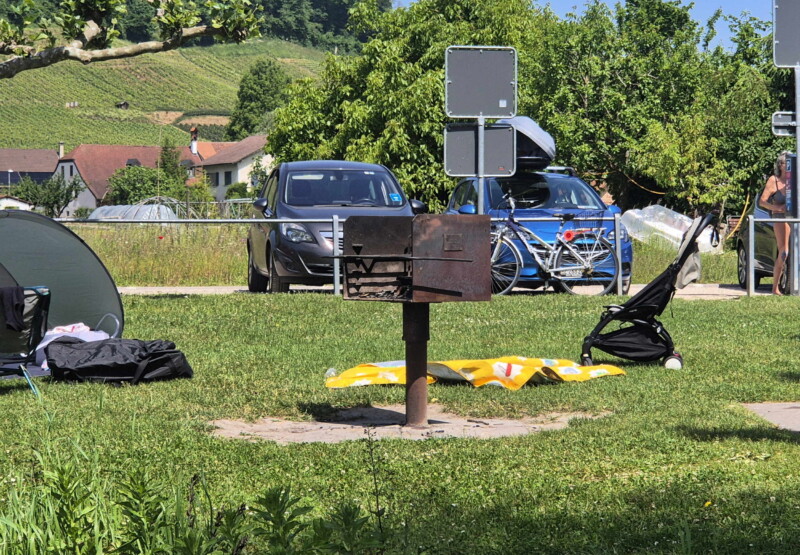 Grills. Plage de Sugiez, commune de Mont-Vully, lac de Morat, canton de Fribourg.