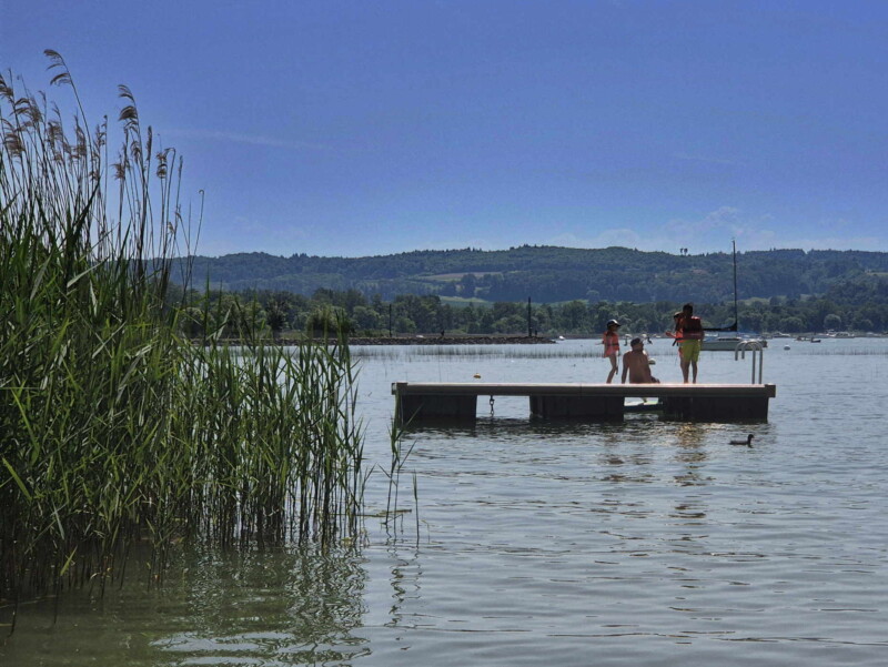 Radeau. Plage de Sugiez, commune de Mont-Vully, lac de Morat, canton de Fribourg.