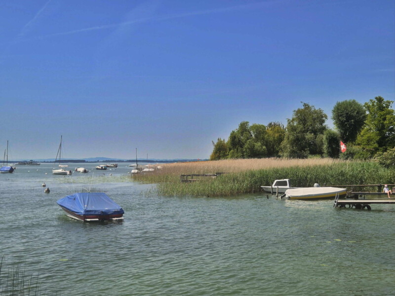 Vues. Plage de Nant, Mont-Vully, Lac de Morat, Canton de Fribourg.