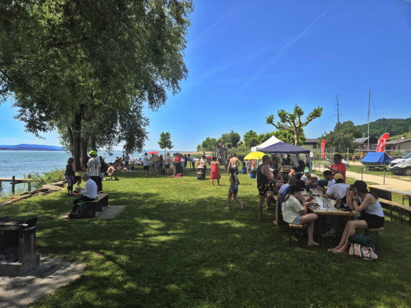 Pelouse. Plage de Nant, Mont-Vully, Lac de Morat, Canton de Fribourg.