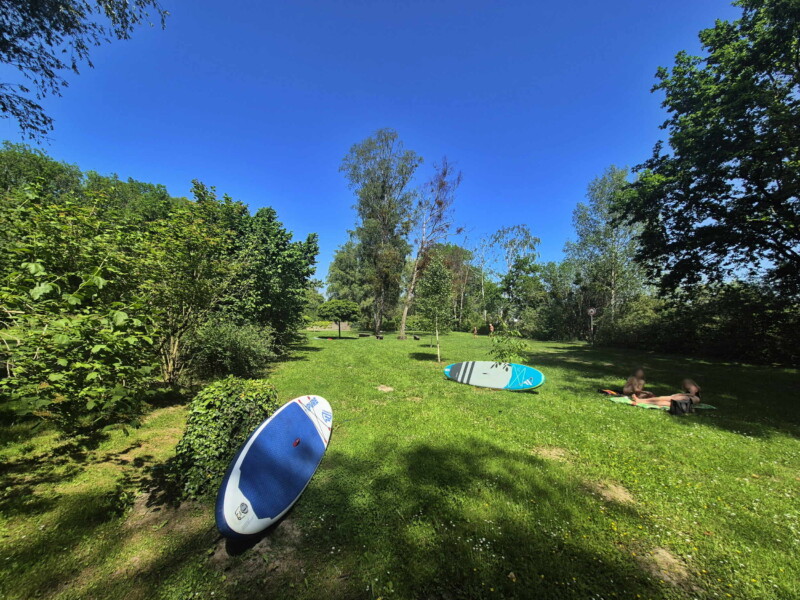 La zone de pelouse. Petite Plage de Vallamand, Vully-les-Lacs.