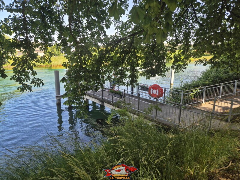 Ponton. Débarcadère de Sugiez, Mont-Vully, canal de la Broye, canton de Fribourg