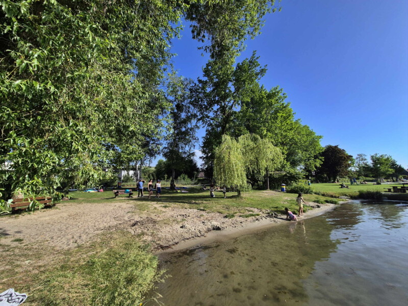 Rivage. Plage municipale de Montilier, région du lac, canton de Fribourg, lac de Morat.